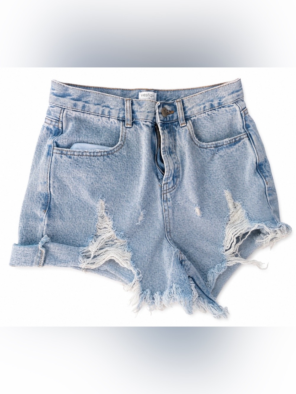 vestique Light Wash Distressed Denim/jean cutoff Shorts